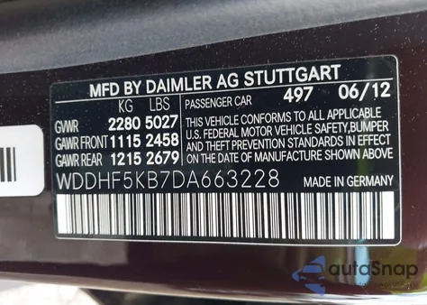 2013 Mercedes-Benz E 350 из США, поврежденный, VIN WDDHF5KB7DA663228